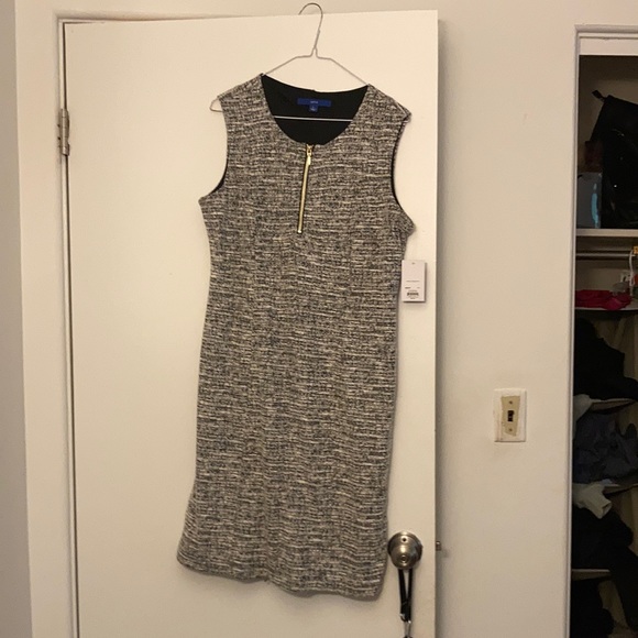 NWT Grey Zip Front Boucle Dress - Size L - Picture 1 of 4